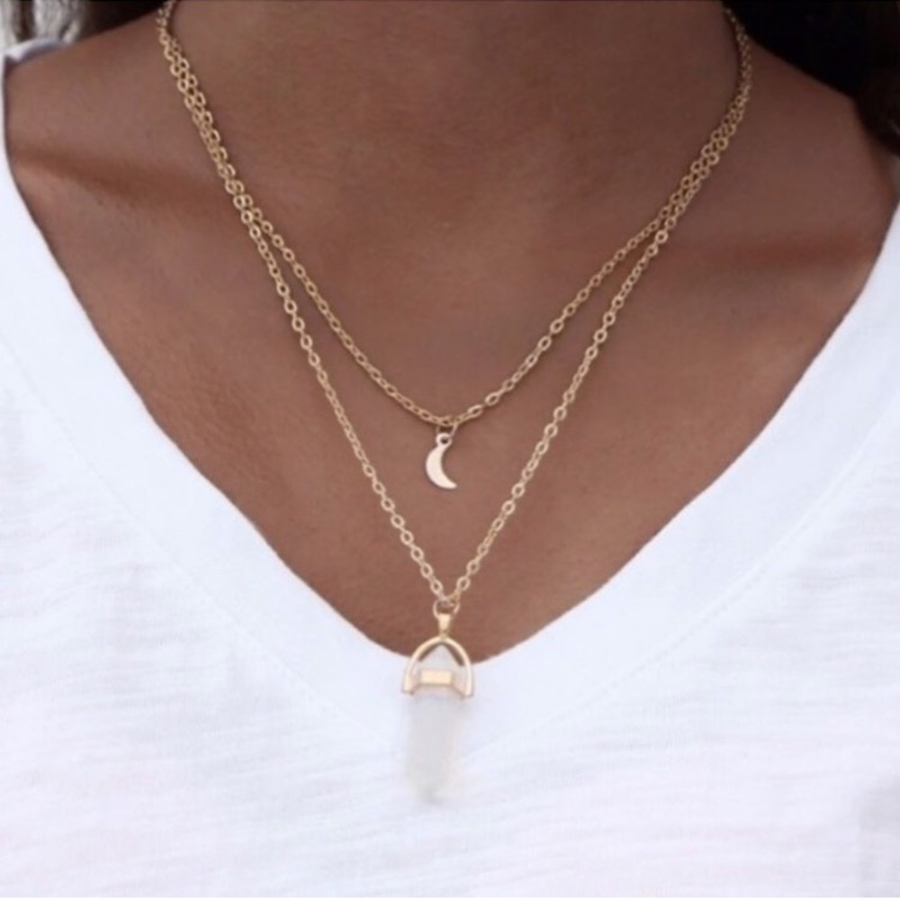 ⚜️[𝟯/$𝟭𝟴]⚜️2 Layered Crystal Moon Choker NEW - Picture 3 of 7